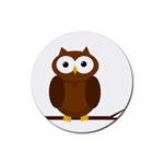 Cute transparent brown owl Rubber Round Coaster (4 pack)  Front