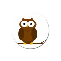 Cute Transparent Brown Owl Magnet 3  (round) by Valentinaart