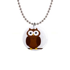 Cute Transparent Brown Owl Button Necklaces by Valentinaart