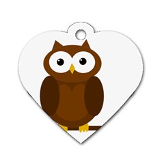 Cute Transparent Brown Owl Dog Tag Heart (two Sides) by Valentinaart