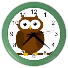 Cute Transparent Brown Owl Color Wall Clocks by Valentinaart