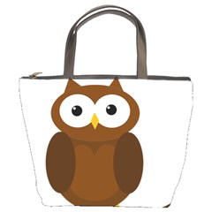 Cute Transparent Brown Owl Bucket Bags by Valentinaart