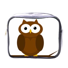 Cute Transparent Brown Owl Mini Toiletries Bags by Valentinaart