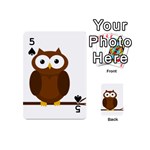 Cute transparent brown owl Playing Cards 54 (Mini)  Front - Spade5