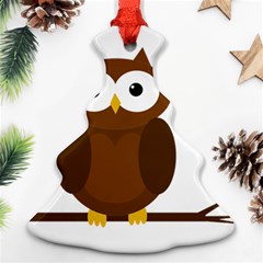 Cute Transparent Brown Owl Christmas Tree Ornament (2 Sides) by Valentinaart