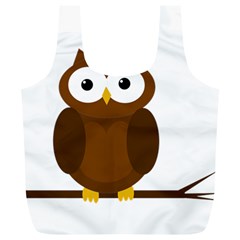 Cute Transparent Brown Owl Full Print Recycle Bags (l)  by Valentinaart