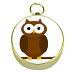 Cute transparent brown owl Gold Compasses Front