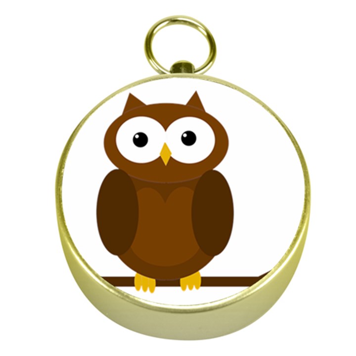 Cute transparent brown owl Gold Compasses