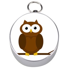 Cute Transparent Brown Owl Silver Compasses by Valentinaart