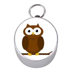 Cute Transparent Brown Owl Mini Silver Compasses by Valentinaart