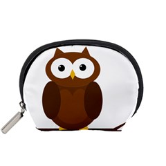 Cute Transparent Brown Owl Accessory Pouches (small)  by Valentinaart