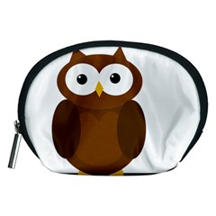 Cute Transparent Brown Owl Accessory Pouches (medium)  by Valentinaart