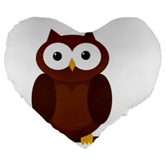 Cute Transparent Brown Owl Large 19  Premium Flano Heart Shape Cushions by Valentinaart