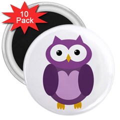 Purple Transparetn Owl 3  Magnets (10 Pack)  by Valentinaart