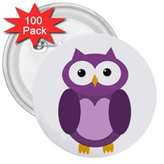 Purple Transparetn Owl 3  Buttons (100 Pack)  by Valentinaart