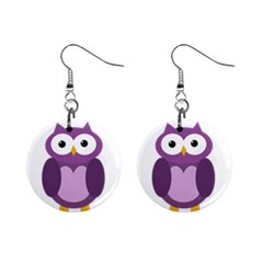 Purple Transparetn Owl Mini Button Earrings