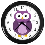 Purple transparetn owl Wall Clocks (Black) Front