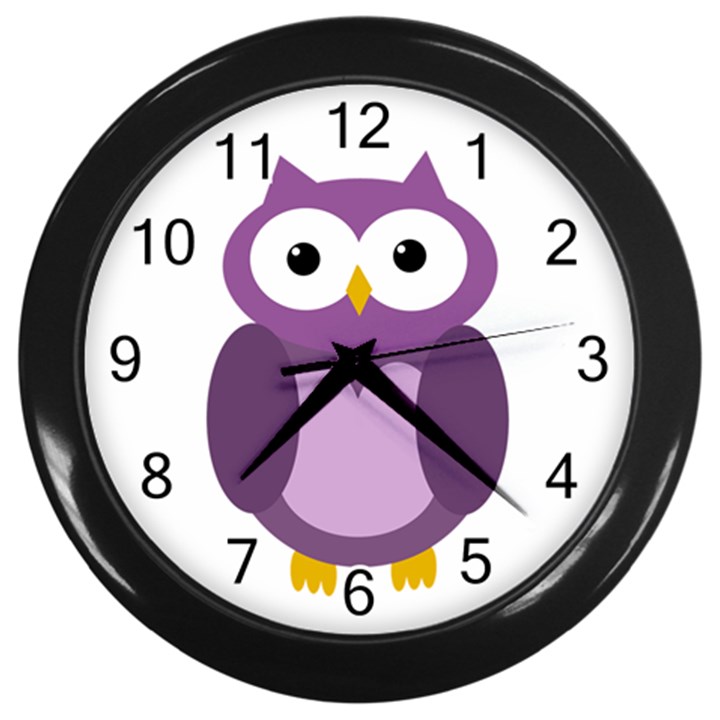 Purple transparetn owl Wall Clocks (Black)