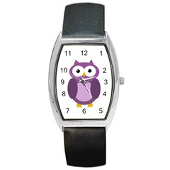 Purple Transparetn Owl Barrel Style Metal Watch by Valentinaart