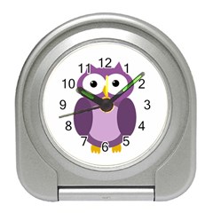 Purple Transparetn Owl Travel Alarm Clocks by Valentinaart