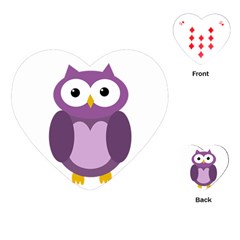 Purple Transparetn Owl Playing Cards (heart)  by Valentinaart