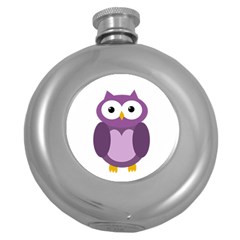 Purple Transparetn Owl Round Hip Flask (5 Oz) by Valentinaart