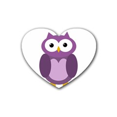 Purple Transparetn Owl Heart Coaster (4 Pack)  by Valentinaart