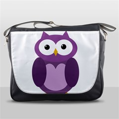 Purple Transparetn Owl Messenger Bags by Valentinaart