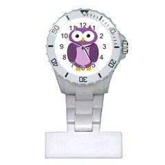 Purple Transparetn Owl Plastic Nurses Watch by Valentinaart