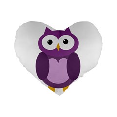 Purple Transparetn Owl Standard 16  Premium Flano Heart Shape Cushions by Valentinaart