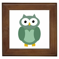 Green Cute Transparent Owl Framed Tiles by Valentinaart