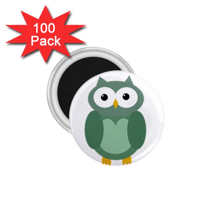 Green cute transparent owl 1.75  Magnets (100 pack) 