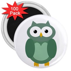 Green Cute Transparent Owl 3  Magnets (100 Pack) by Valentinaart