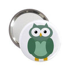 Green Cute Transparent Owl 2 25  Handbag Mirrors by Valentinaart