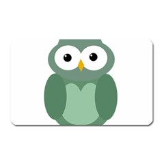 Green Cute Transparent Owl Magnet (rectangular) by Valentinaart