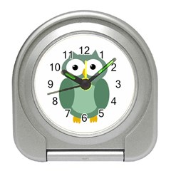 Green Cute Transparent Owl Travel Alarm Clocks by Valentinaart