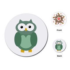 Green Cute Transparent Owl Playing Cards (round) 