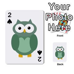 Green Cute Transparent Owl Playing Cards 54 Designs  by Valentinaart