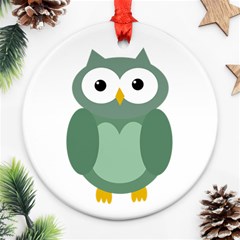 Green Cute Transparent Owl Round Ornament (two Sides)  by Valentinaart