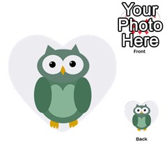 Green Cute Transparent Owl Multi-purpose Cards (heart) 