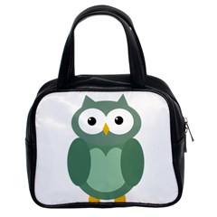 Green Cute Transparent Owl Classic Handbags (2 Sides) by Valentinaart