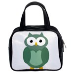 Green cute transparent owl Classic Handbags (2 Sides) Front