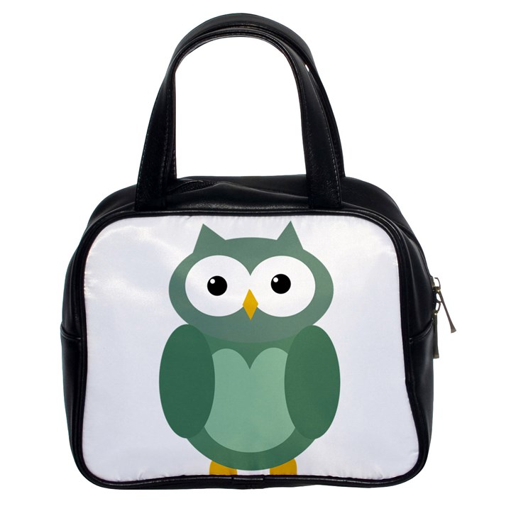 Green cute transparent owl Classic Handbags (2 Sides)