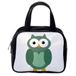 Green cute transparent owl Classic Handbags (2 Sides) Back