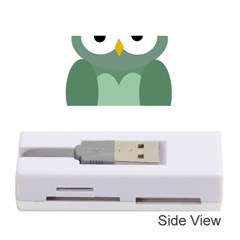 Green Cute Transparent Owl Memory Card Reader (stick)  by Valentinaart