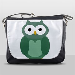 Green Cute Transparent Owl Messenger Bags by Valentinaart