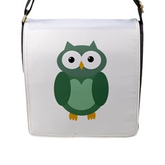 Green Cute Transparent Owl Flap Messenger Bag (l)  by Valentinaart