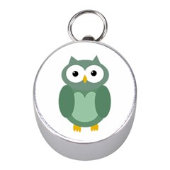 Green Cute Transparent Owl Mini Silver Compasses by Valentinaart