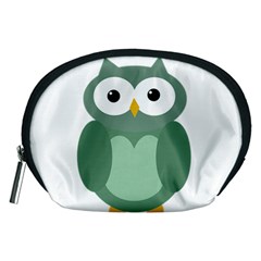 Green Cute Transparent Owl Accessory Pouches (medium)  by Valentinaart