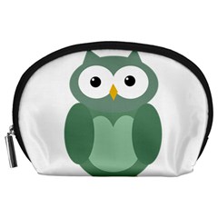 Green Cute Transparent Owl Accessory Pouches (large)  by Valentinaart